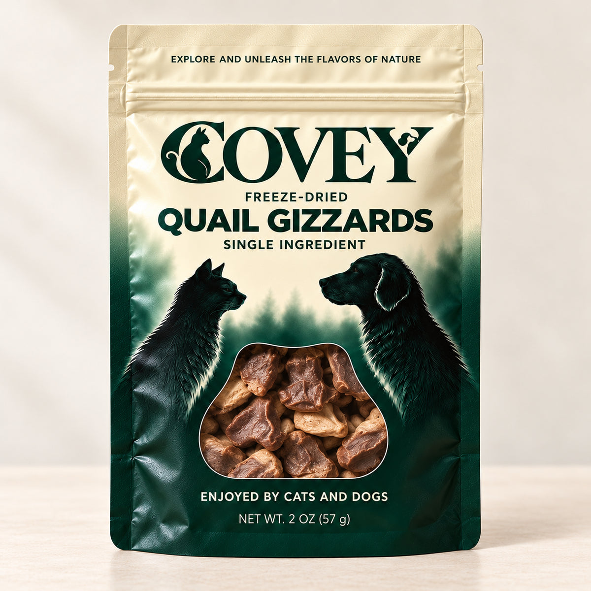 Covey Quail Gizzards - natural straight packaging mockup