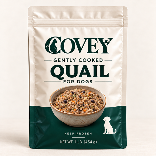 Covey Gently Cooked Quail for Dogs - natural straight packaging mockup