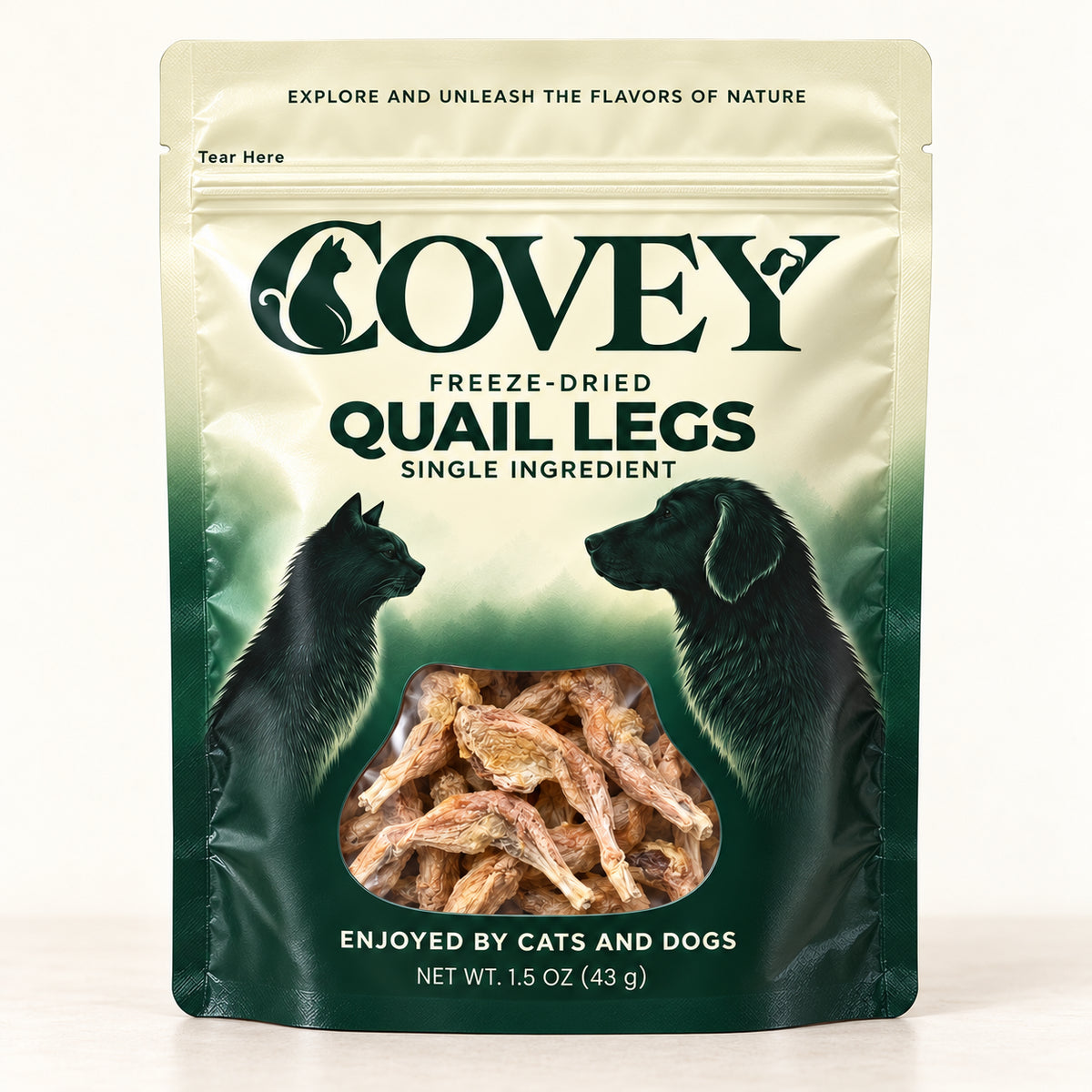 Covey Quail Legs - natural straight packaging mockup