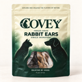Covey Rabbit Ears packaging mockup with actual fur-on ears in window